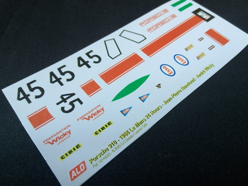 1968 24 ORE DI LE MANS #45 PORSCHE 910 JEAN-PIERRE HANRIOUD/ANDRE WICKY DECALCOMANIE 1:43