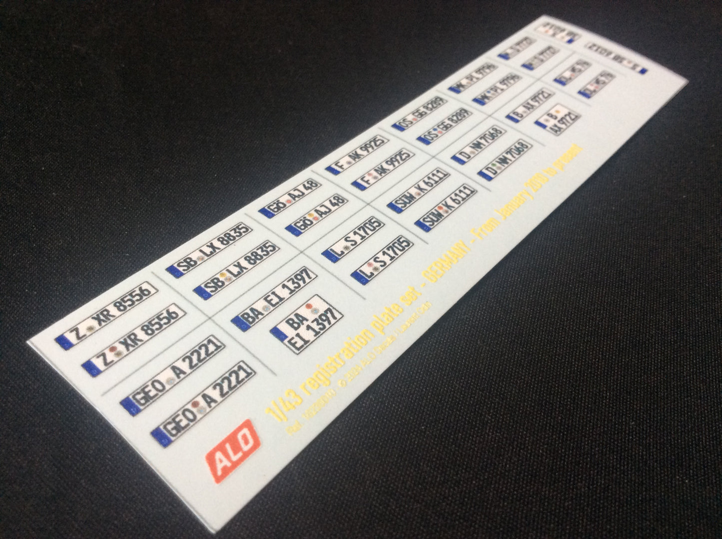 2010-PRESENT GERMAN REGISTRATION PLATES 1:43 DECALS - FOR 15 CARS