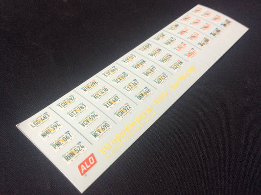 1980-1989 FLORIDA REGISTRATION PLATES 1:43 DECALS - FOR 40 CARS