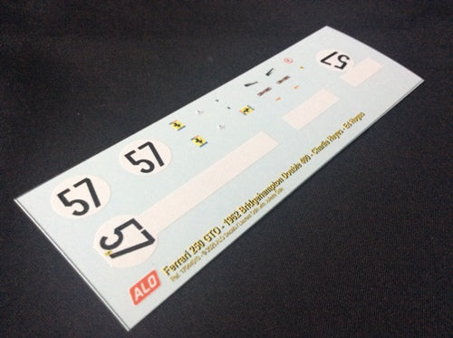 1962 BRIDGEHAMPTON DOUBLE 400 #57 FERRARI 250 GTO CHARLIE HAYES/ED HUGUS 1:43 DECALS