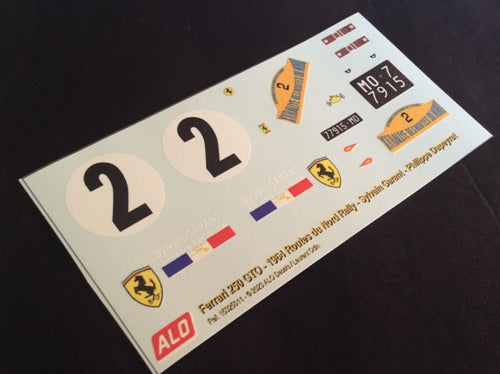 1964 ROUTES DU NORD RALLY #2 FERRARI 250 GTO SYLVAIN GARANT/PHILIPPE DUPEYRAT 1:18 DECALS