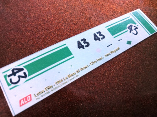 1964 LE MANS 24 HOURS #43 LOTUS ELITE CLIVE HUNT/JOHN WAGSTAFF 1:43 DECALS