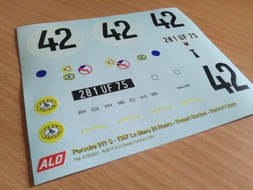 1967 LE MANS 24 HOURS #42 PORSCHE 911 ROBERT BUCHET/HERBERT LINGE 1:18 DECALS