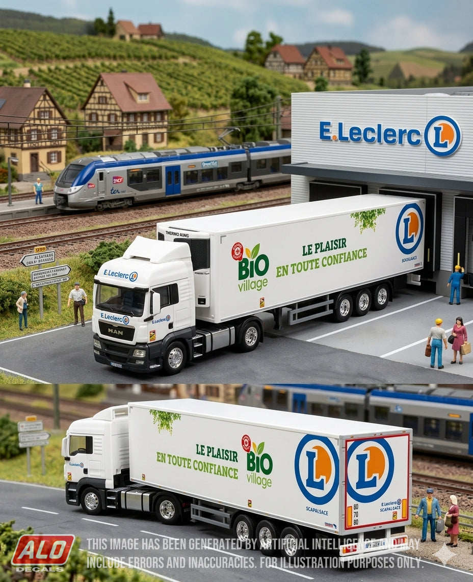 2021-PRESENT SEMI-TRAILER DECORATION "E. LECLERC - SCAPALSACE, BIO VILLAGE" 1:87 DECALS