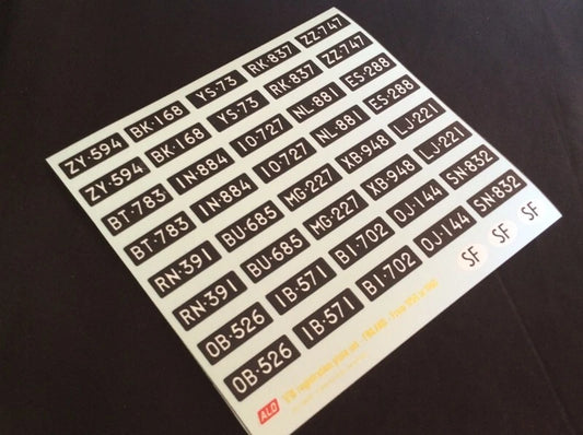 1950-1960 FINNISH REGISTRATION PLATES 1:43, 1:18 DECALS - FOR 20 CARS