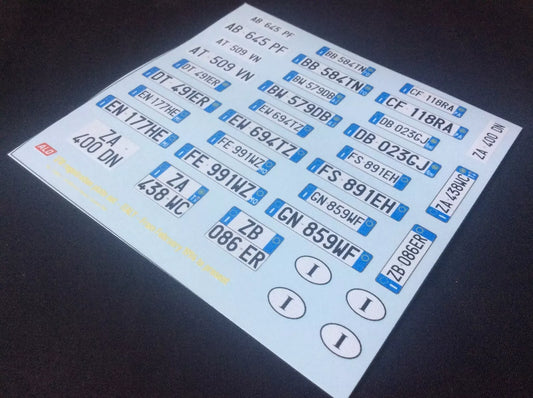 1994-PRESENT ITALIAN REGISTRATION PLATES 1:18 DECALS - FOR 15 CARS