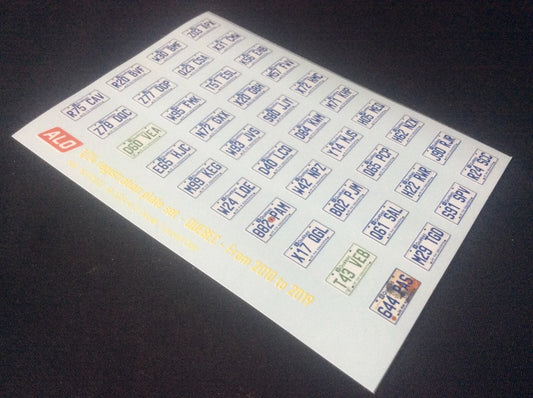 2010-2019 QUEBEC REGISTRATION PLATES 1:24 DECALS - FOR 40 CARS