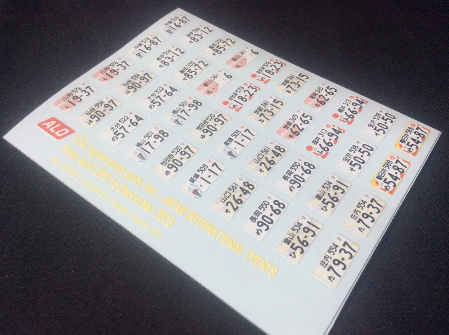 2017-2025 JAPAN INTERNATIONAL EVENTS SPECIAL REGISTRATION PLATES 1:24 DECALS - FOR 20 CARS