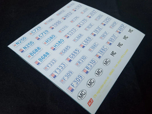 1978-PRESENT MONACO REGISTRATION PLATES 1:43, 1:24, 1:18 DECALS - FOR 20 CARS