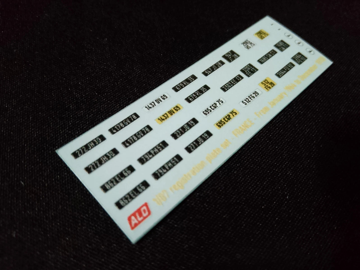 1964-1978 FRENCH REGISTRATION PLATES 1:87, 1:43, 1:24, 1:18 DECALS - FOR 14 CARS