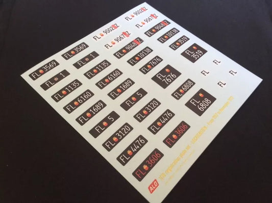 1957-1972 LIECHTENSTEIN REGISTRATION PLATES 1:43, 1:18 DECALS - FOR 16 CARS