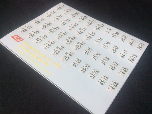 1962-1974 JAPAN REGISTRATION PLATES 1:24 DECALS - FOR 22 CARS