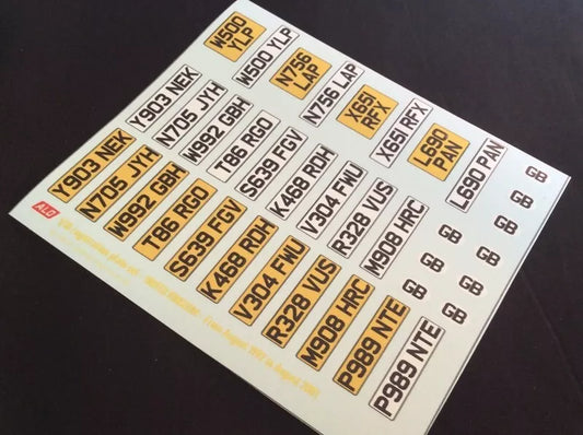 1992-2001 BRITISH REGISTRATION PLATES 1:87, 1:43, 1:18 DECALS - FOR 14 CARS