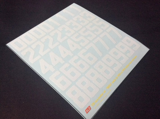 1950's TO 1970's ITALIAN-STYLE RACE NUMBERS IN WHITE - "MONZA" MODEL - 1:18 DECALS