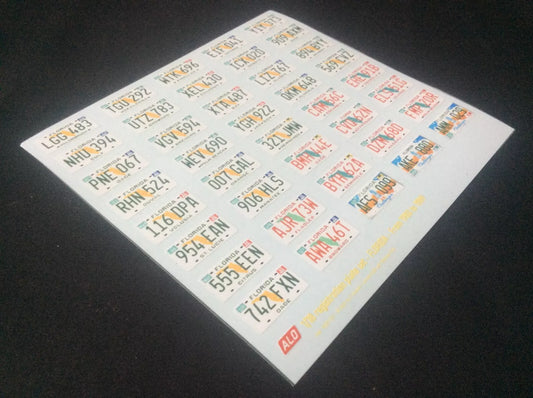 1980-1989 FLORIDA REGISTRATION PLATES 1:43, 1:24, 1:18 DECALS - FOR 40 CARS