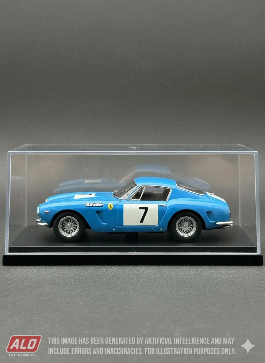 1961 PARIS 1000 KMS, MONTLHERY # 7 FERRARI 250 GT SWB HENRI OREILLER/BERNARD CONSTEN 1:43, 1:32, 1:24, 1:18 DECALS