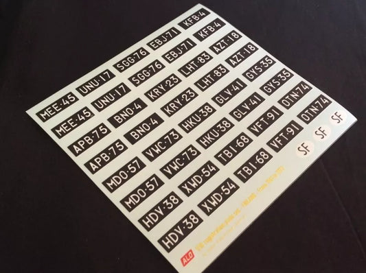 1961-1972 FINNISH REGISTRATION PLATES 1:43, 1:18 DECALS - FOR 20 CARS