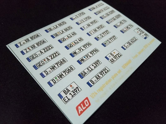 2010-PRESENT GERMAN REGISTRATION PLATES 1:24 DECALS - FOR 15 CARS