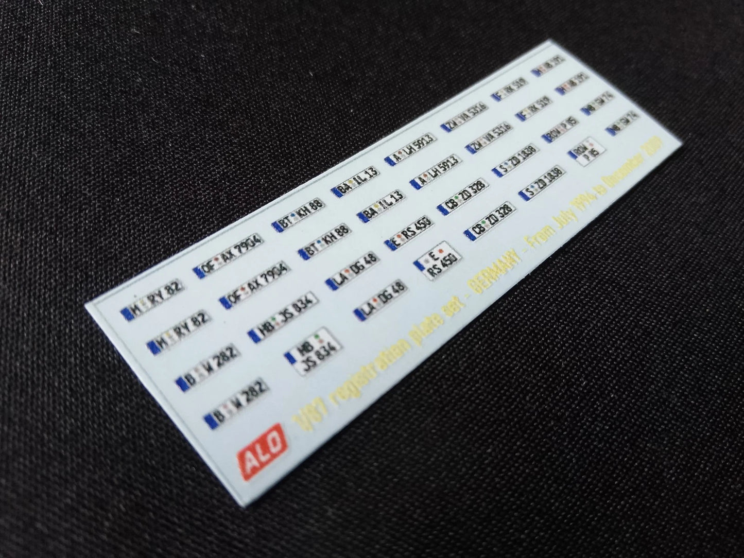 1994-2009 GERMAN REGISTRATION PLATES 1:87, 1:43, 1:24, 1:18 DECALS - FOR 16 CARS