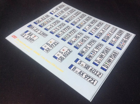 2010-PRESENT GERMAN REGISTRATION PLATES 1:18 DECALS - FOR 15 CARS