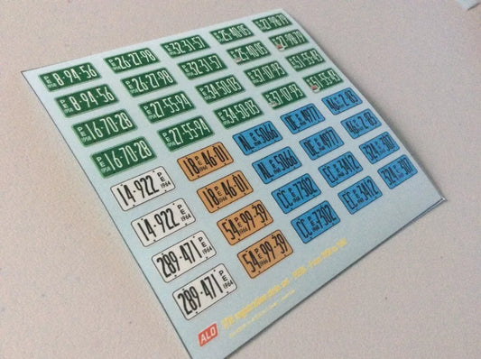 1958-1969 PERUVIAN REGISTRATION PLATES 1:43, 1:18 DECALS - FOR 20 CARS