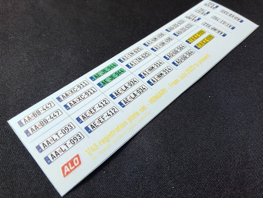 2022-PRESENT HUNGARIAN REGISTRATION PLATES 1:87, 1:43 DECALS - FOR 15 CARS