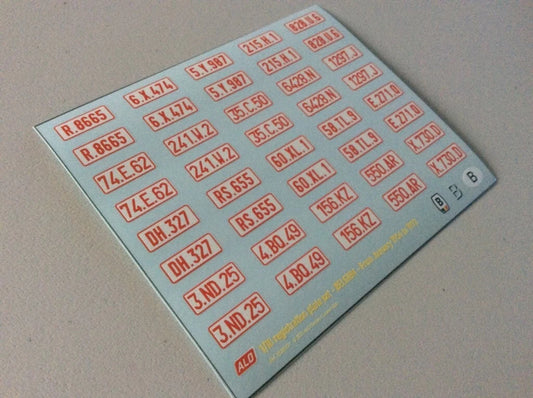 1954-1973 BELGIAN REGISTRATION PLATES 1:43, 1:18 DECALS - FOR 20 CARS