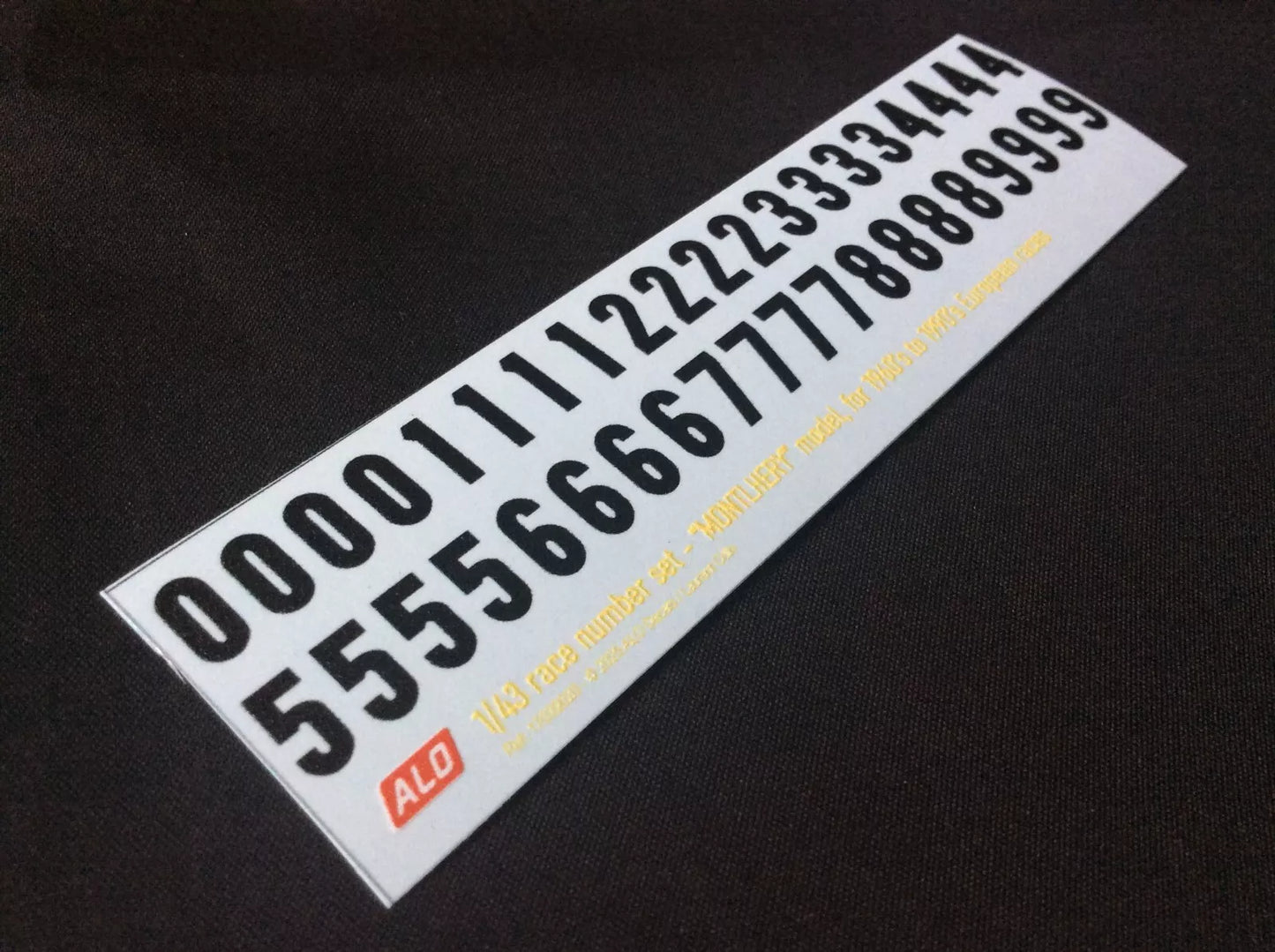 1960's TO 1990's FRENCH-STYLE RACE NUMBERS IN BLACK - "MONTLHERY" MODEL - 1:43 DECALS