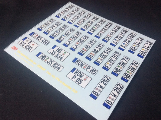 1994-2009 GERMAN REGISTRATION PLATES 1:18 DECALS - FOR 16 CARS