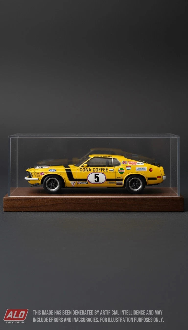 1972 TOURIST TROPHY, SILVERSTONE #5 FORD MUSTANG BOSS MARTIN BIRRANE 1:43, 1:24 DECALS