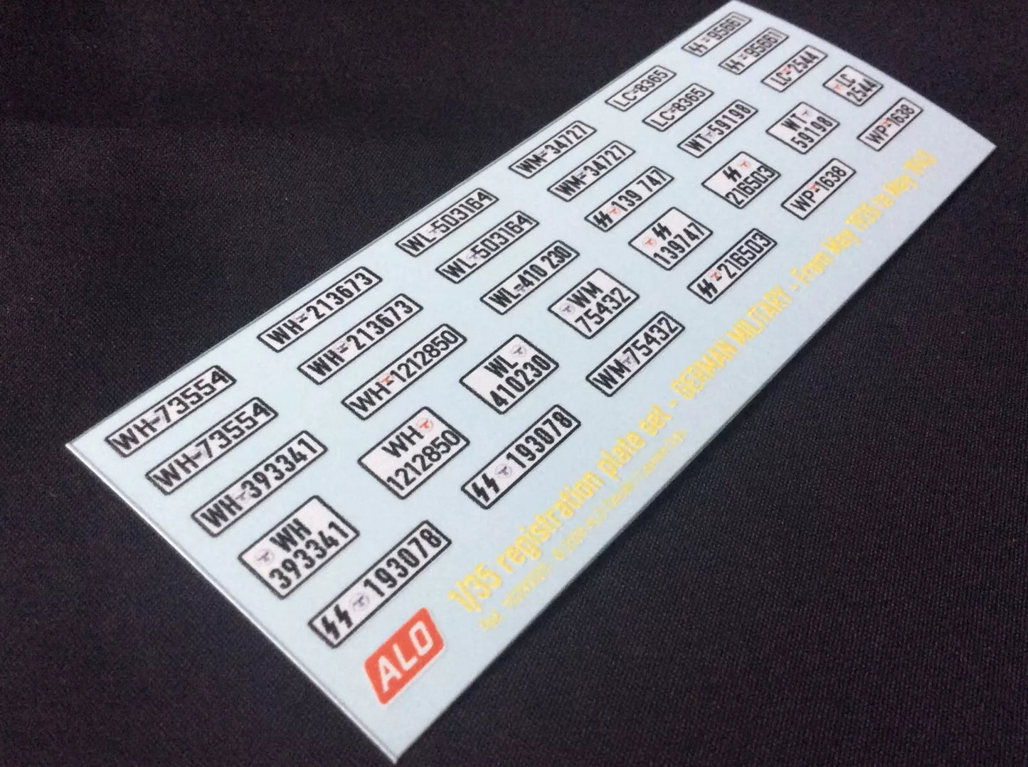 1935-1945 GERMAN MILITARY VEHICLES REGISTRATION PLATES 1:87, 1:43, 1:35, 1:24 DECALS - FOR 16 CARS