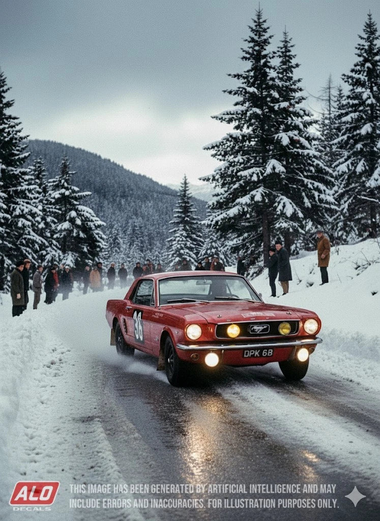 1965 RALLYE DI MONTE CARLO # 36 FORD MUSTANG BO LJUNGFELDT/FERGUS SAGER DECALCOMANIE 1:43
