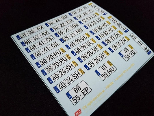 1992-2005 PORTUGUESE REGISTRATION PLATES 1:43, 1:18 DECALS - FOR 15 CARS