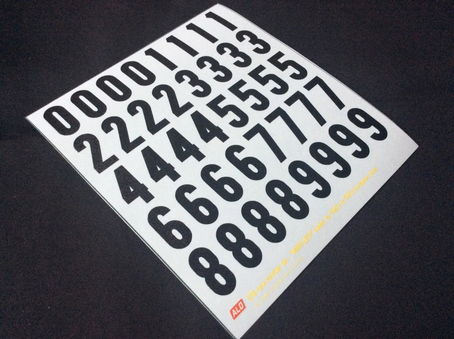 1960's TO 1990's FRENCH-STYLE RACE NUMBERS IN BLACK - "MONTLHERY" MODEL - 1:43, 1:18 DECALS