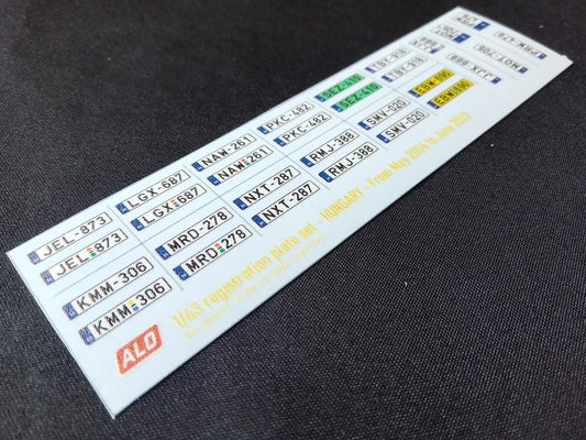 2004-2022 HUNGARIAN REGISTRATION PLATES 1:87, 1:43 DECALS - FOR 15 CARS