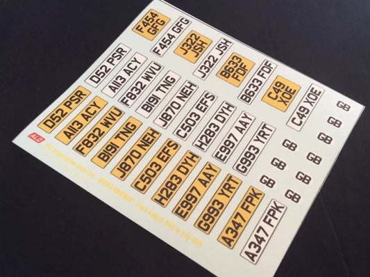 1983-1992 BRITISH REGISTRATION PLATES 1:87, 1:43, 1:18 DECALS - FOR 14 CARS