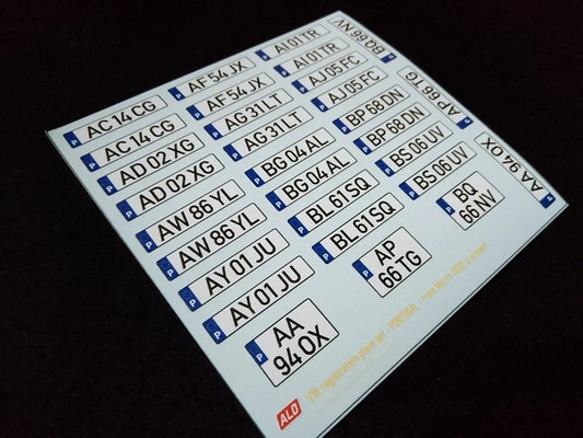 2020-PRESENT PORTUGUESE REGISTRATION PLATES 1:18 DECALS - FOR 15 CARS