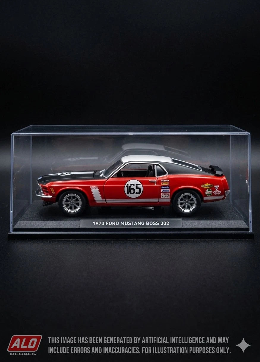 1970 EVENING NEWS TROPHY, BRANDS HATCH #165 FORD MUSTANG BOSS FRANK GARDNER 1:43, 1:24 DECALS