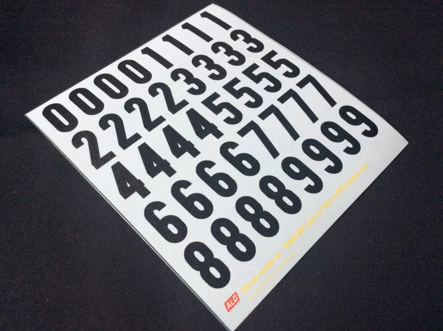 1960's TO 1990's FRENCH-STYLE RACE NUMBERS IN BLACK - "MONTLHERY" MODEL - 1:18 DECALS