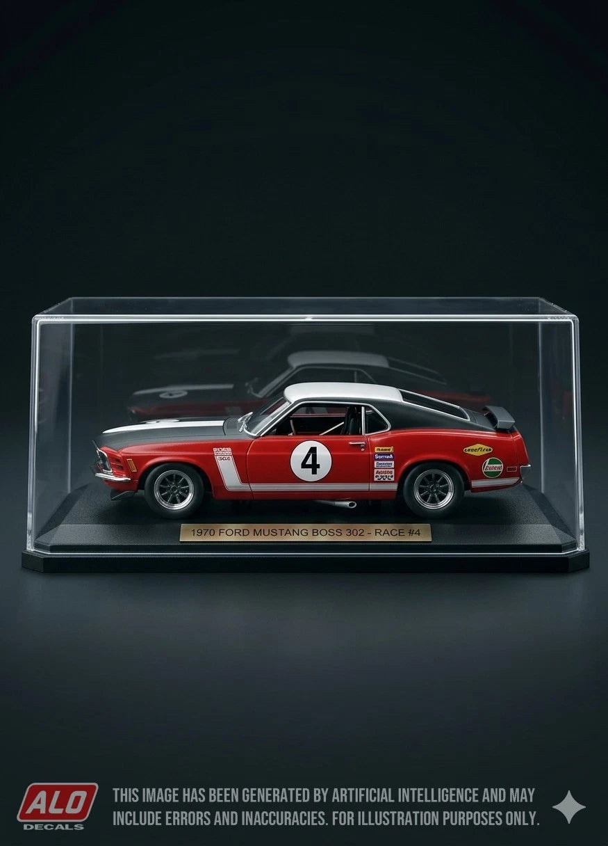 1970 WIPAC TROPHY, SILVERSTONE #4 FORD MUSTANG BOSS FRANK GARDNER 1:43, 1:24 DECALS