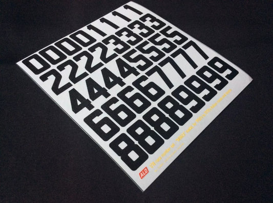 1950's TO 1970's ITALIAN-STYLE RACE NUMBERS IN BLACK - "MONZA" MODEL - 1:18 DECALS