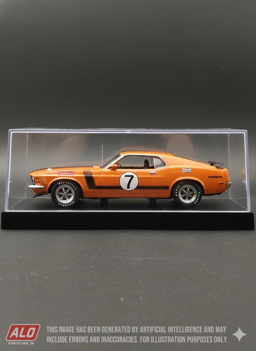 1971 CRYSTAL PALACE #7 FORD MUSTANG BOSS MARTIN BIRRANE 1:43, 1:24 DECALS
