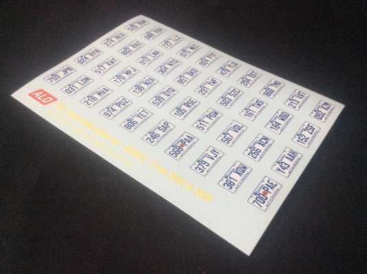 2000-2009 QUEBEC REGISTRATION PLATES 1:24 DECALS - FOR 40 CARS