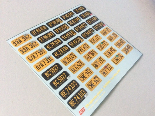 1950-1959 CALIFORNIA REGISTRATION PLATES 1:43, 1:24, 1:18 DECALS - FOR 20 CARS