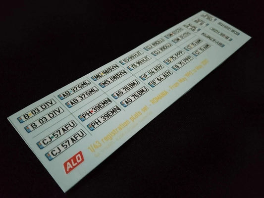 1992-2007 ROMANIAN REGISTRATION PLATES 1:43 DECALS - FOR 15 CARS