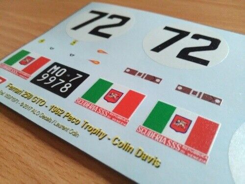 1962 PECO TROPHY, BRANDS HATCH #72 FERRARI 250 GTO COLIN DAVIS 1:18 DECALS