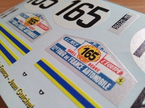 1963 TOUR DE FRANCE #165 FERRARI 250 GTO JEAN GUICHET/JOSE BEHRA 1:18 DECALS