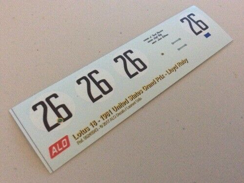 1961 UNITED STATES GP #26 LOTUS 18 LLOYD RUBY 1:32 DECALS