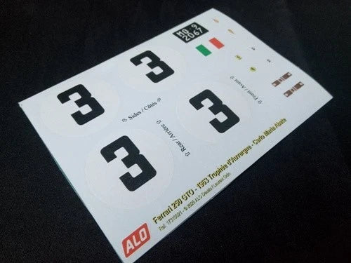 1963 TROPHEE D'AUVERGNE, CHARADE #3 FERRARI 250 GTO CARLO MARIA ABATE 1:43, 1:32, 1:24, 1:18 DECALS