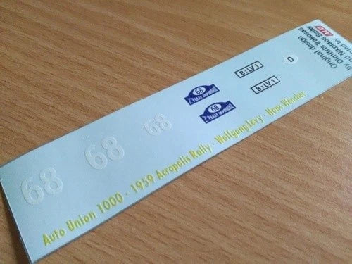 1959 ACROPOLIS RALLY #68 AUTO UNION 1000 WOLFGANG LEVY/HANS WENCHER 1:43 DECALS